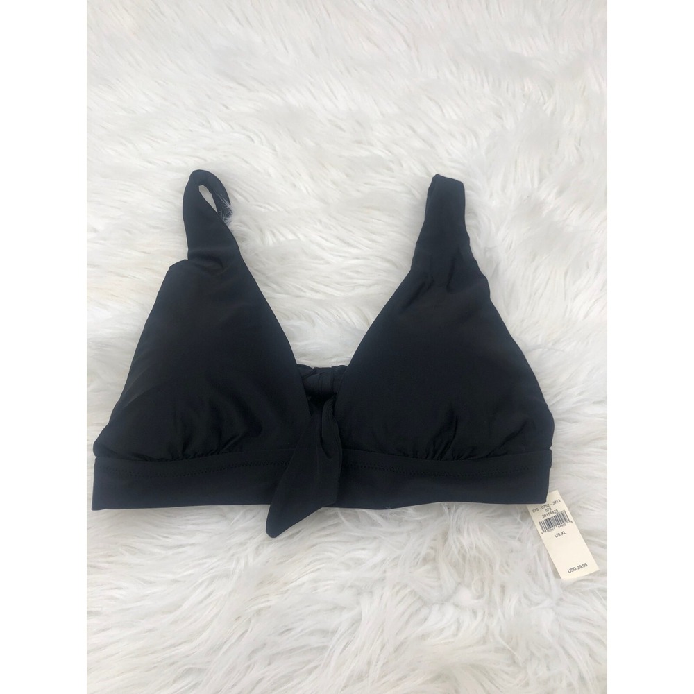 Aerie Black Front Tie Triangle Bikini Top Adjustable Straps Size XL NWT